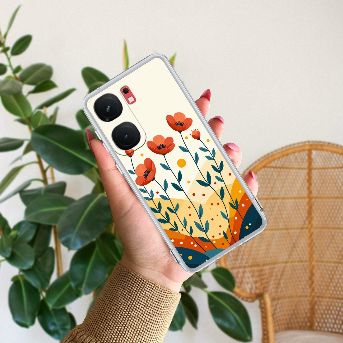 Hillside Bloom Transparent Silicon Case For iQOO