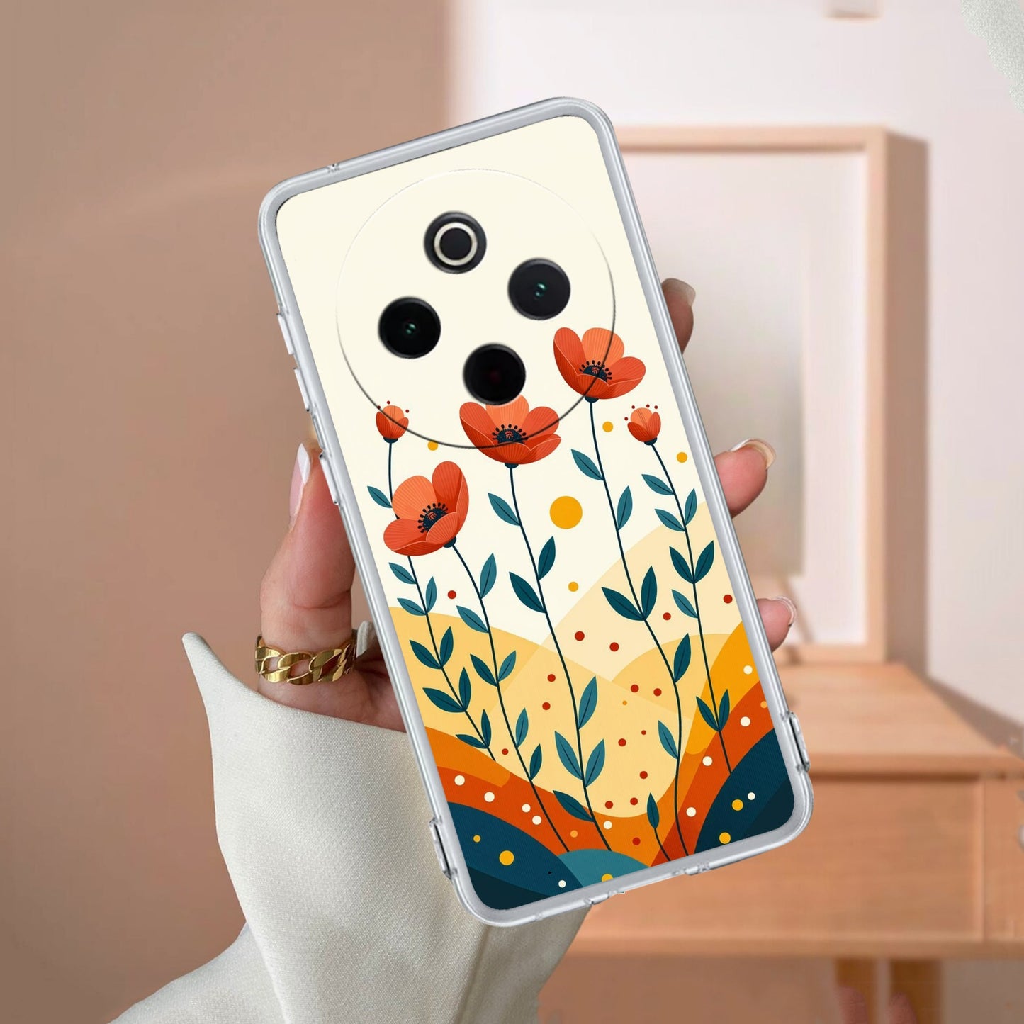 Hillside Bloom Transparent Silicon Case For iQOO