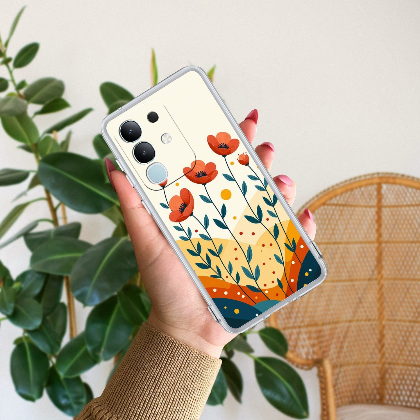 Hillside Bloom Transparent Silicon Case For iQOO