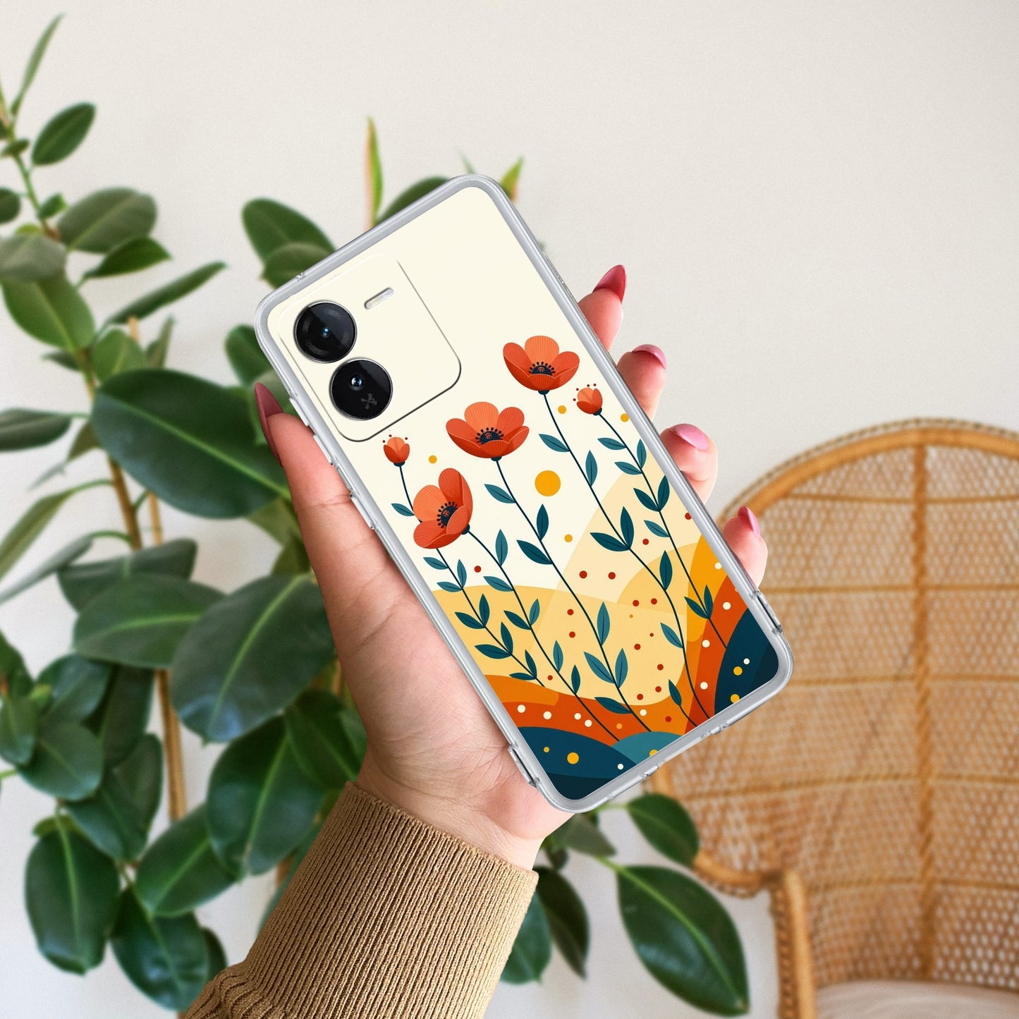 Hillside Bloom Transparent Silicon Case For iQOO