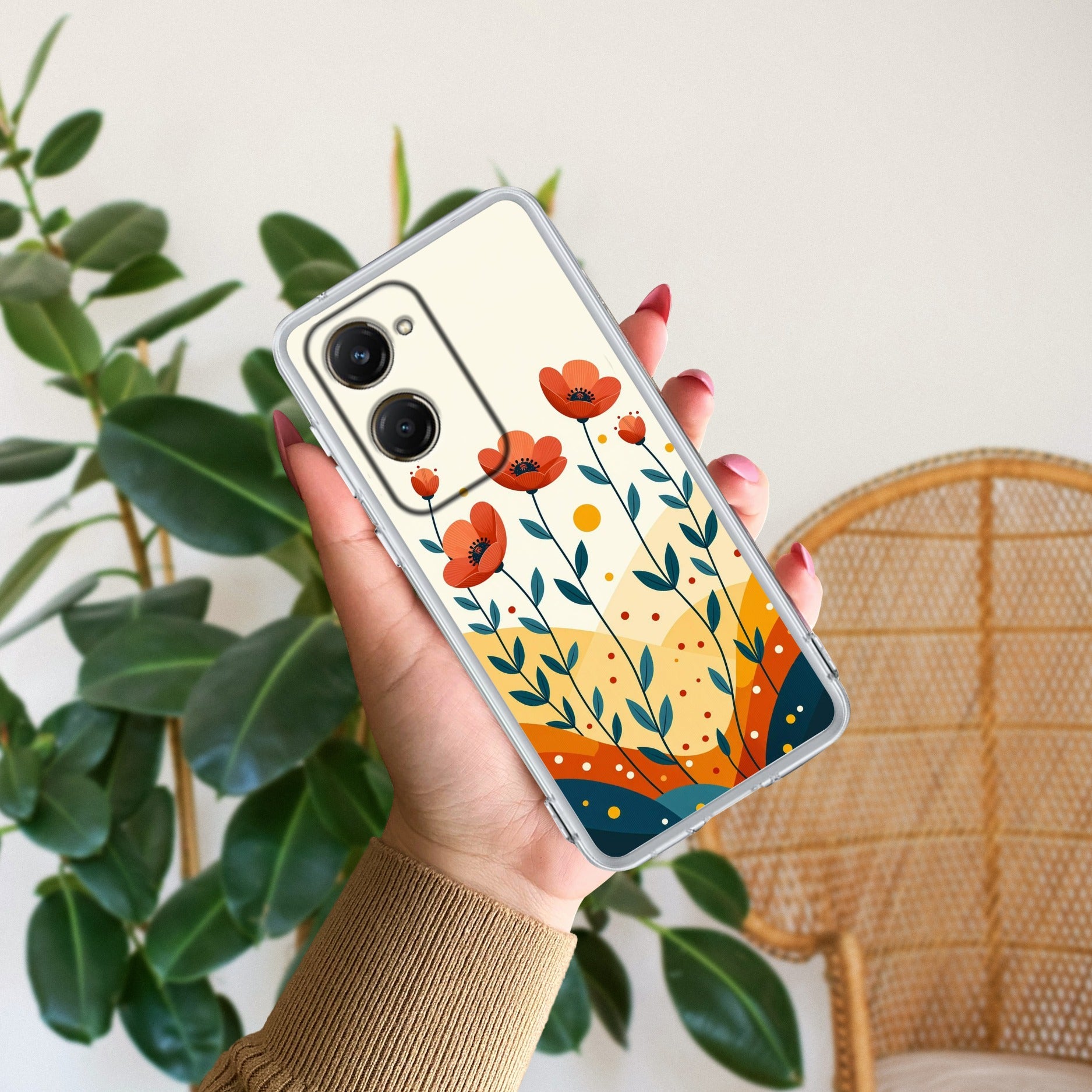 Hillside Bloom Transparent Silicon Case For Vivo V29 5G
