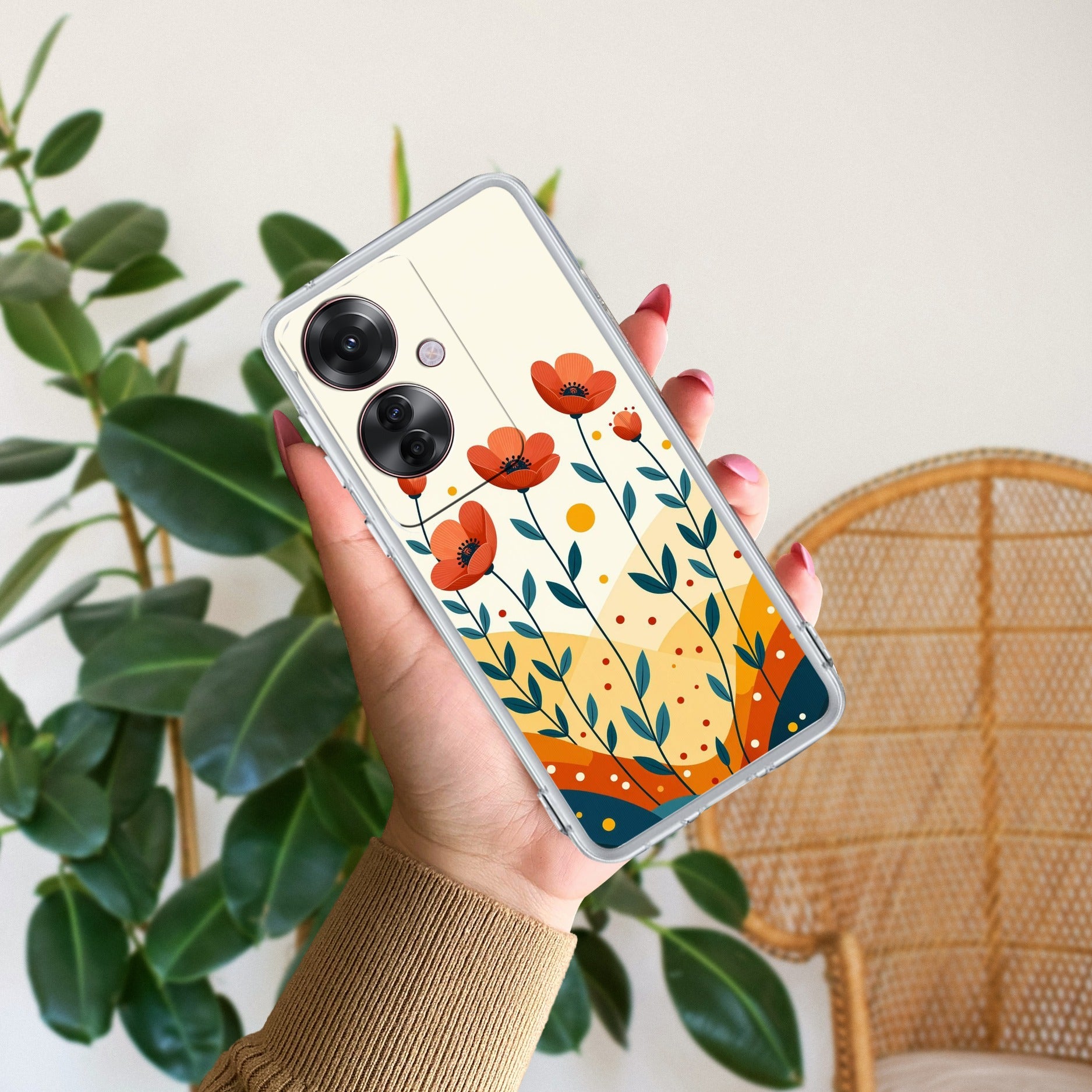 Hillside Bloom Transparent Silicon Case For Oppo F25 Pro 5G