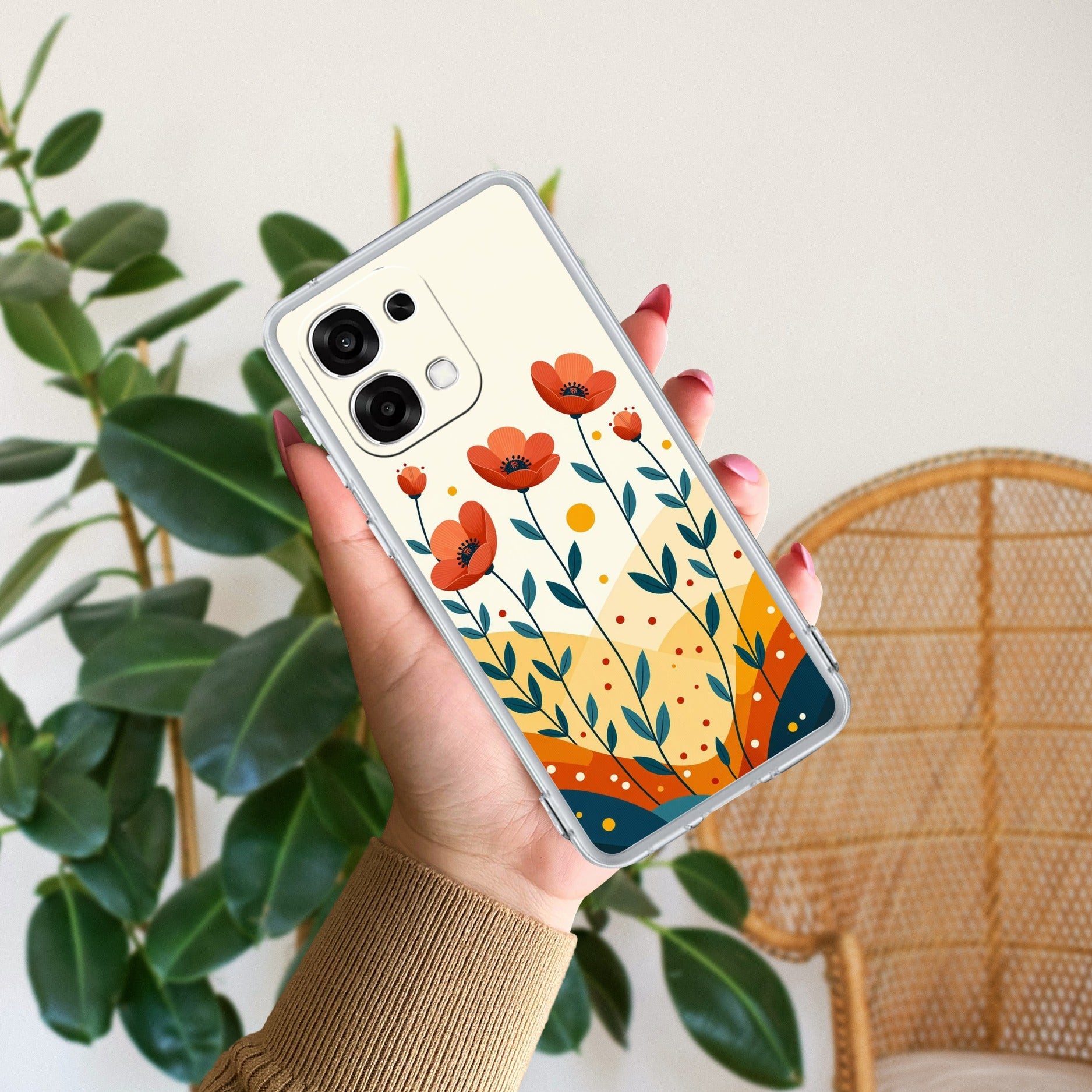 Hillside Bloom Transparent Silicon Case For Oppo F33 5G