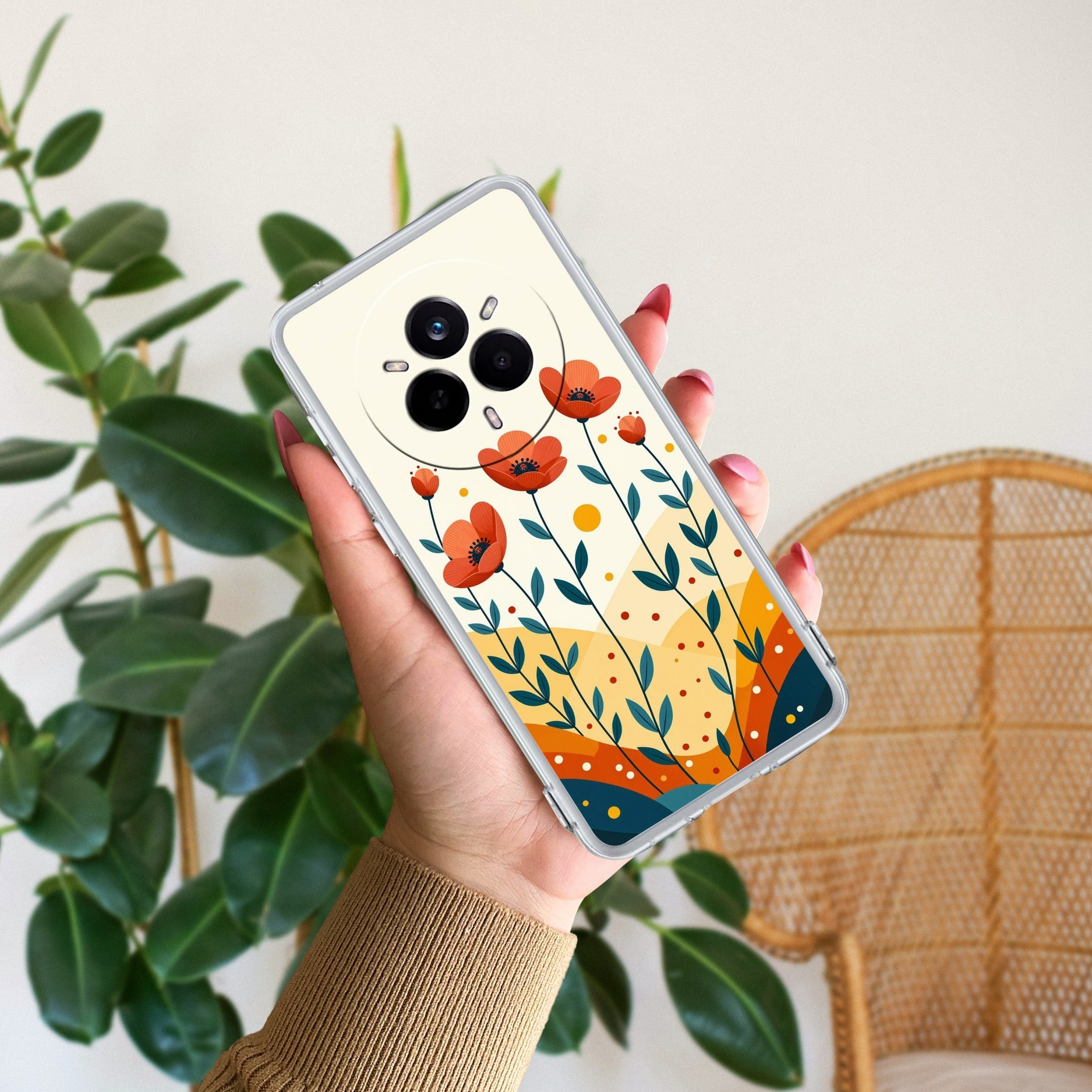 Hillside Bloom Transparent Silicon Case For Realme C75 5G