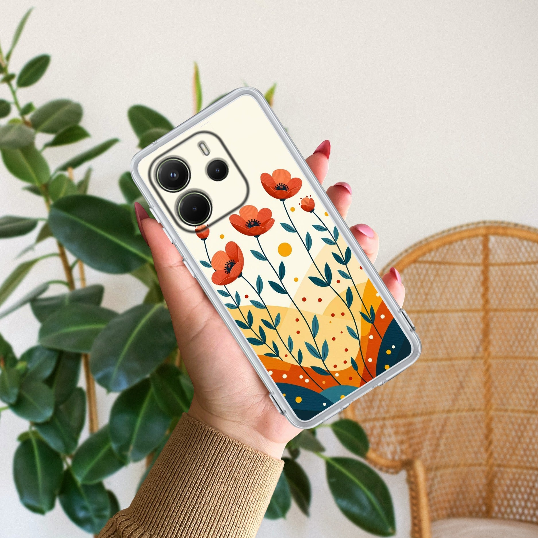 Hillside Bloom Transparent Silicon Case For Redmi Note 14 5G