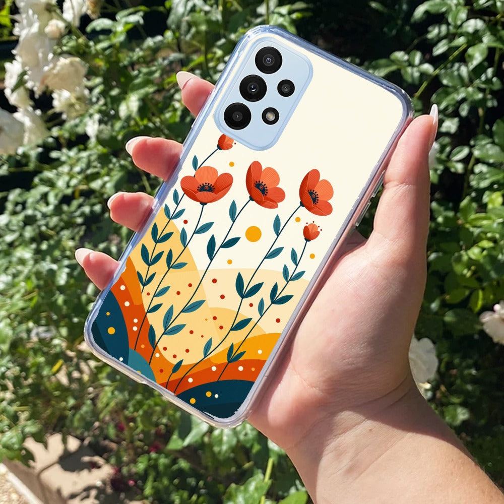 Hillside Bloom Transparent Silicon Case For Samsung