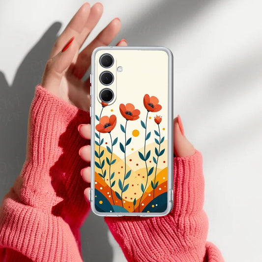 Hillside Bloom Transparent Silicon Case For Samsung