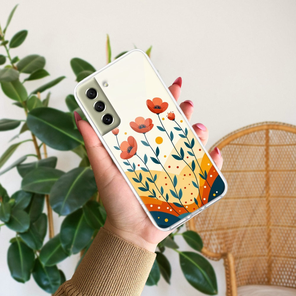 Hillside Bloom Transparent Silicon Case For Samsung