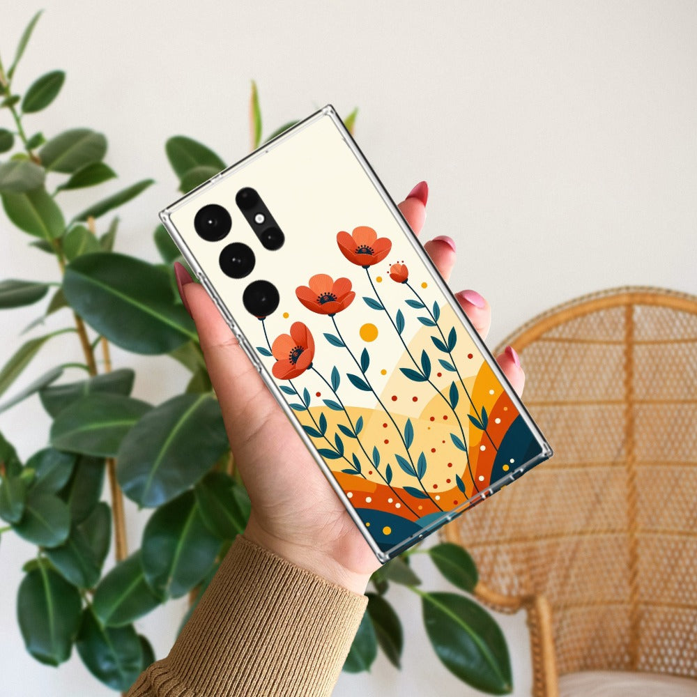 Hillside Bloom Transparent Silicon Case For Samsung