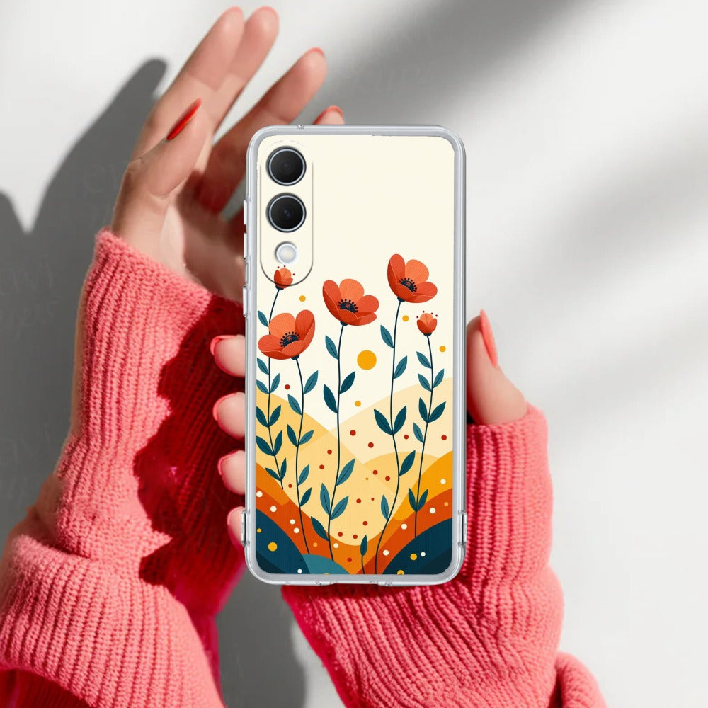 Hillside Bloom Transparent Silicon Case For Samsung