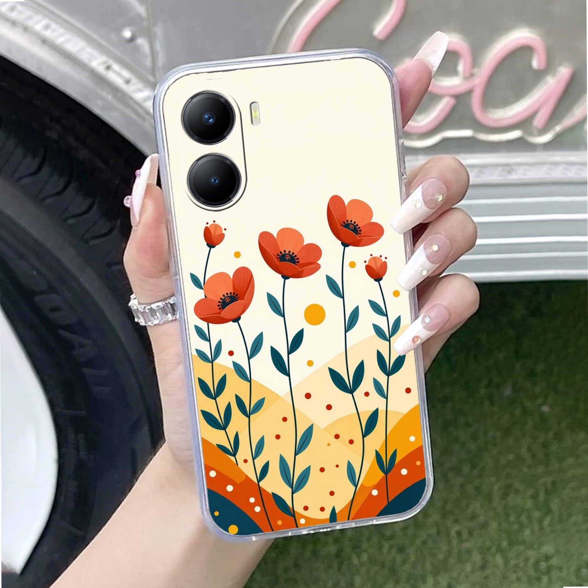 Hillside Bloom Transparent Silicon Case For Vivo T2x 5G