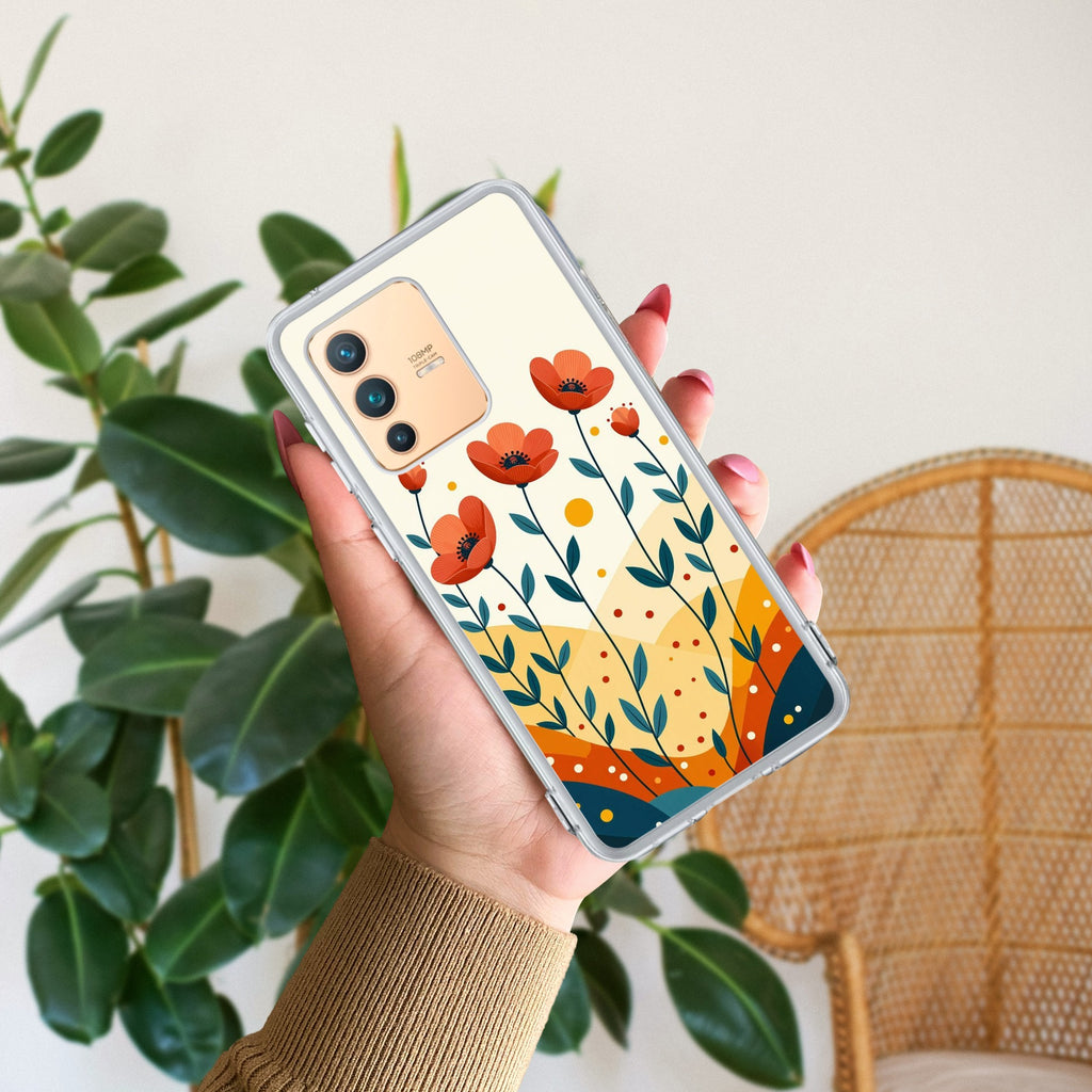 Hillside Bloom Transparent Silicon Case For Vivo V23 5G