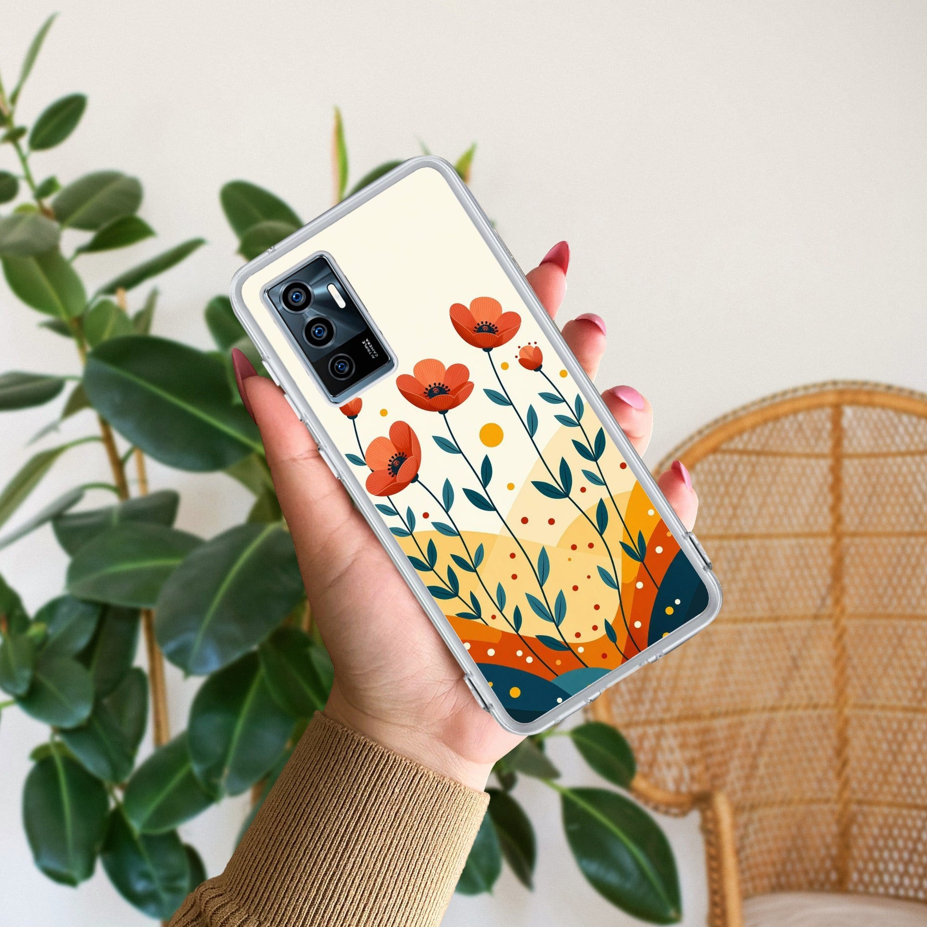 Hillside Bloom Transparent Silicon Case For Vivo V23E