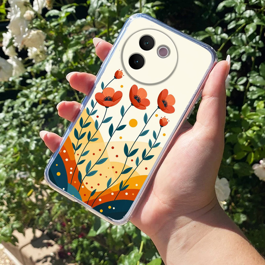 Hillside Bloom Transparent Silicon Case For Vivo T3 5G