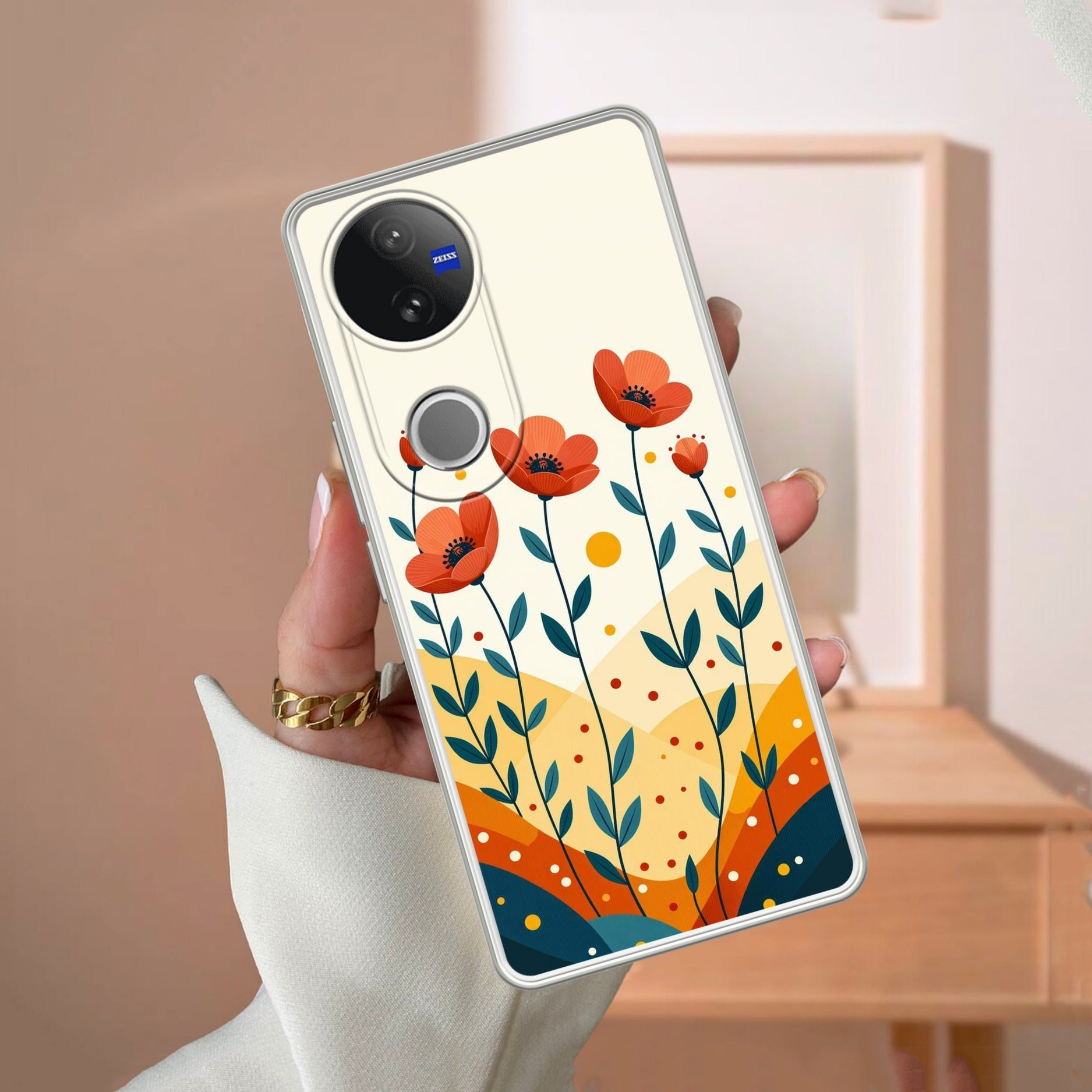 Hillside Bloom Transparent Silicon Case For Vivo V50e 5G