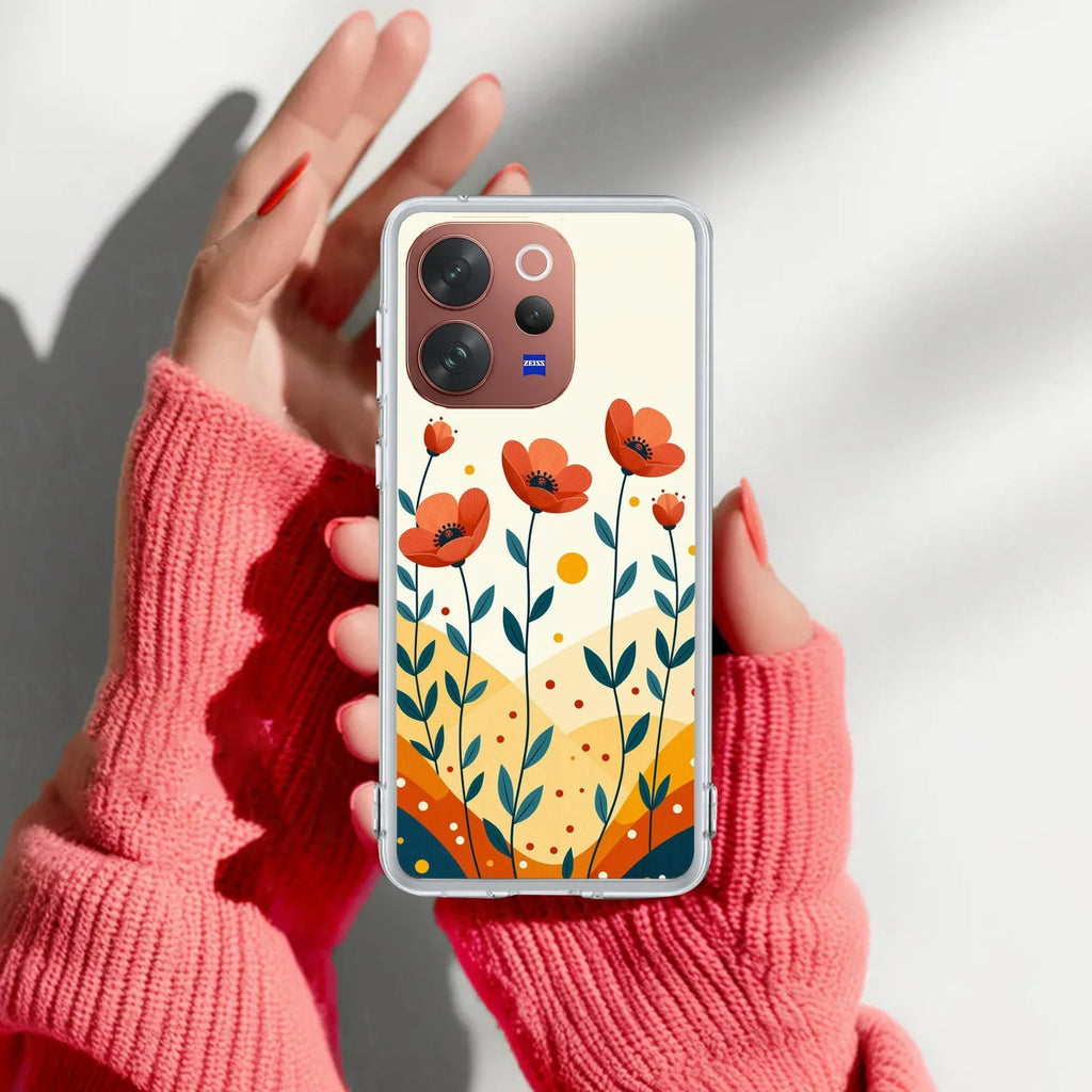 Hillside Bloom Transparent Silicon Case For Vivo V23 Pro 5G