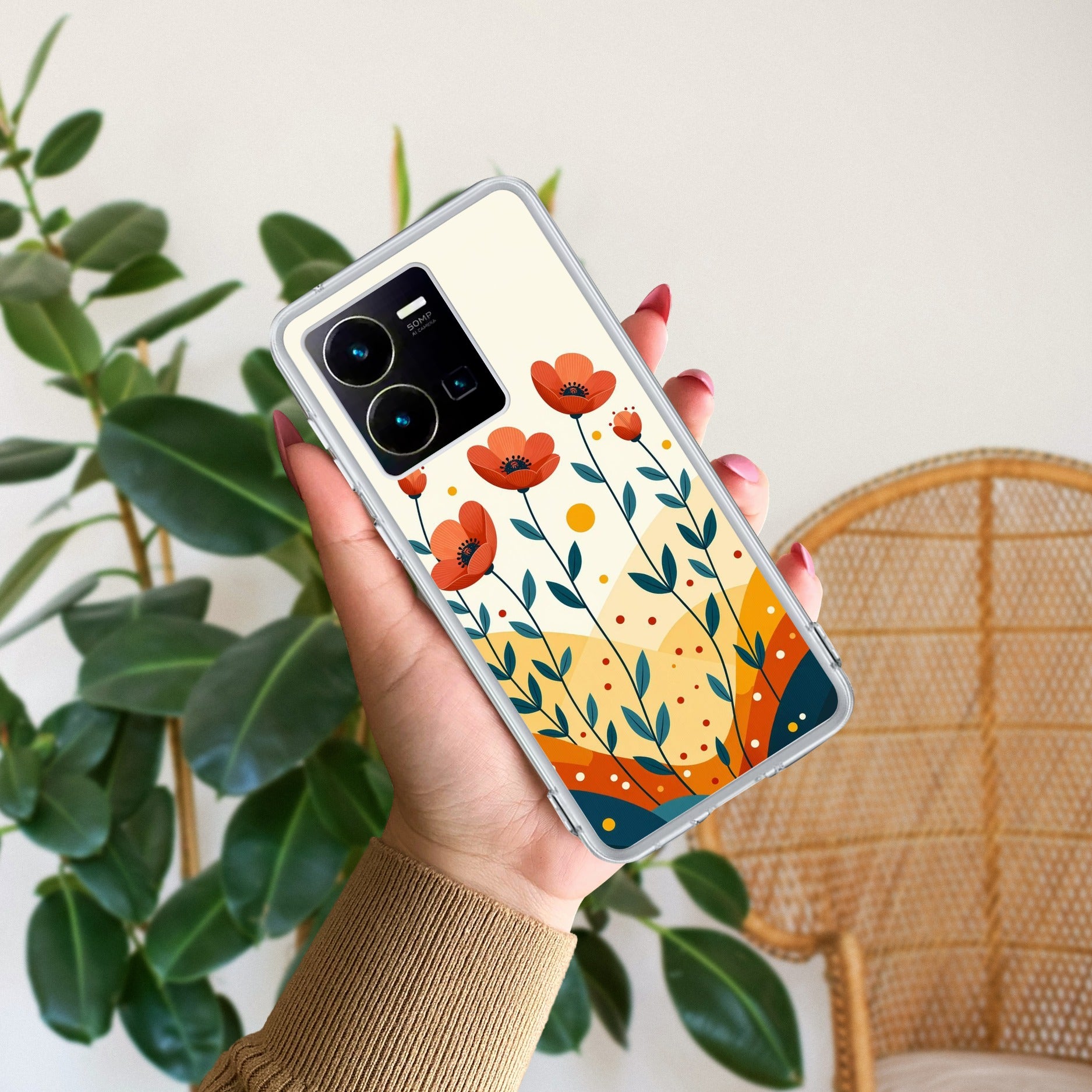 Hillside Bloom Transparent Silicon Case For Vivo Y35