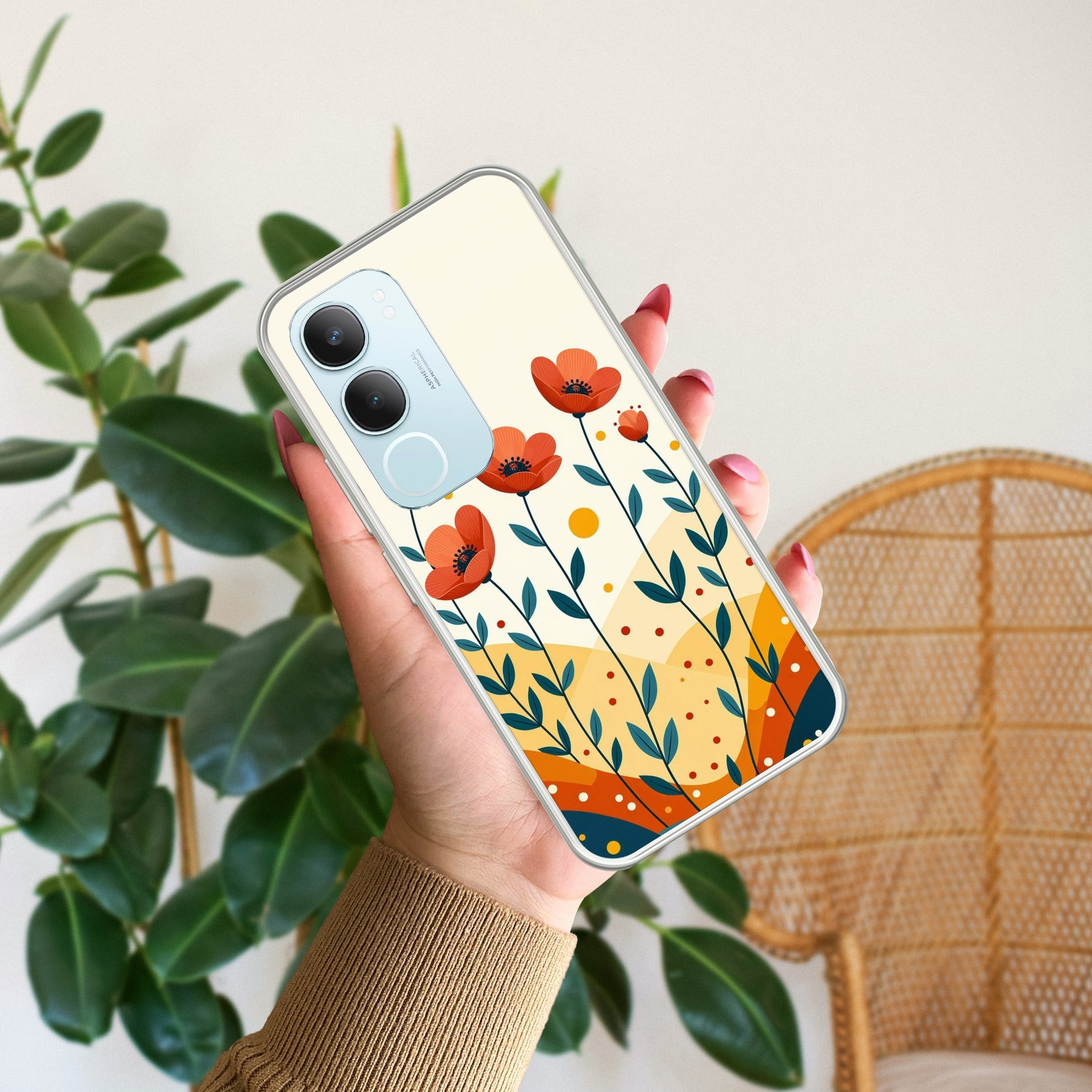 Hillside Bloom Transparent Silicon Case For Vivo Y29 5G