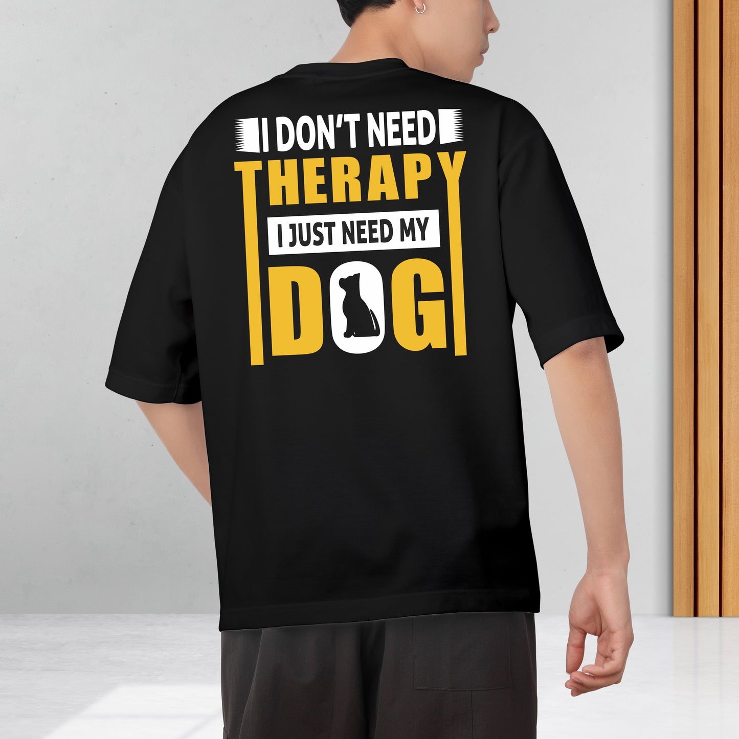 i Just Need My Dog Men's Cotton Graphic Print Oversized T-Shirt - ShopOnCliQ