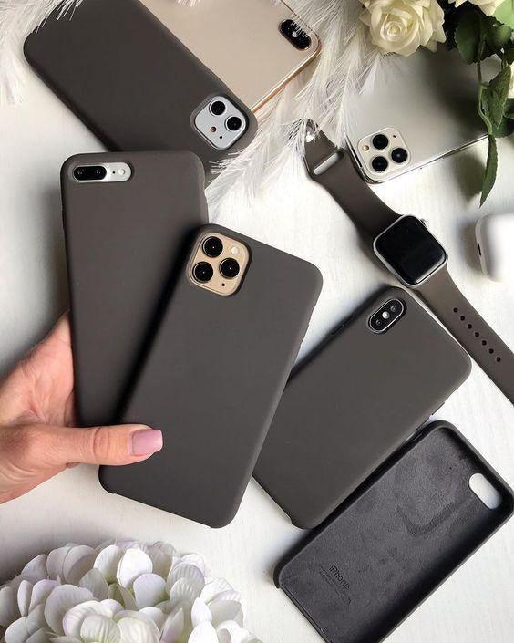 iPhone Liquid Silicon Case  (Dark Grey) ShopOnCliQ