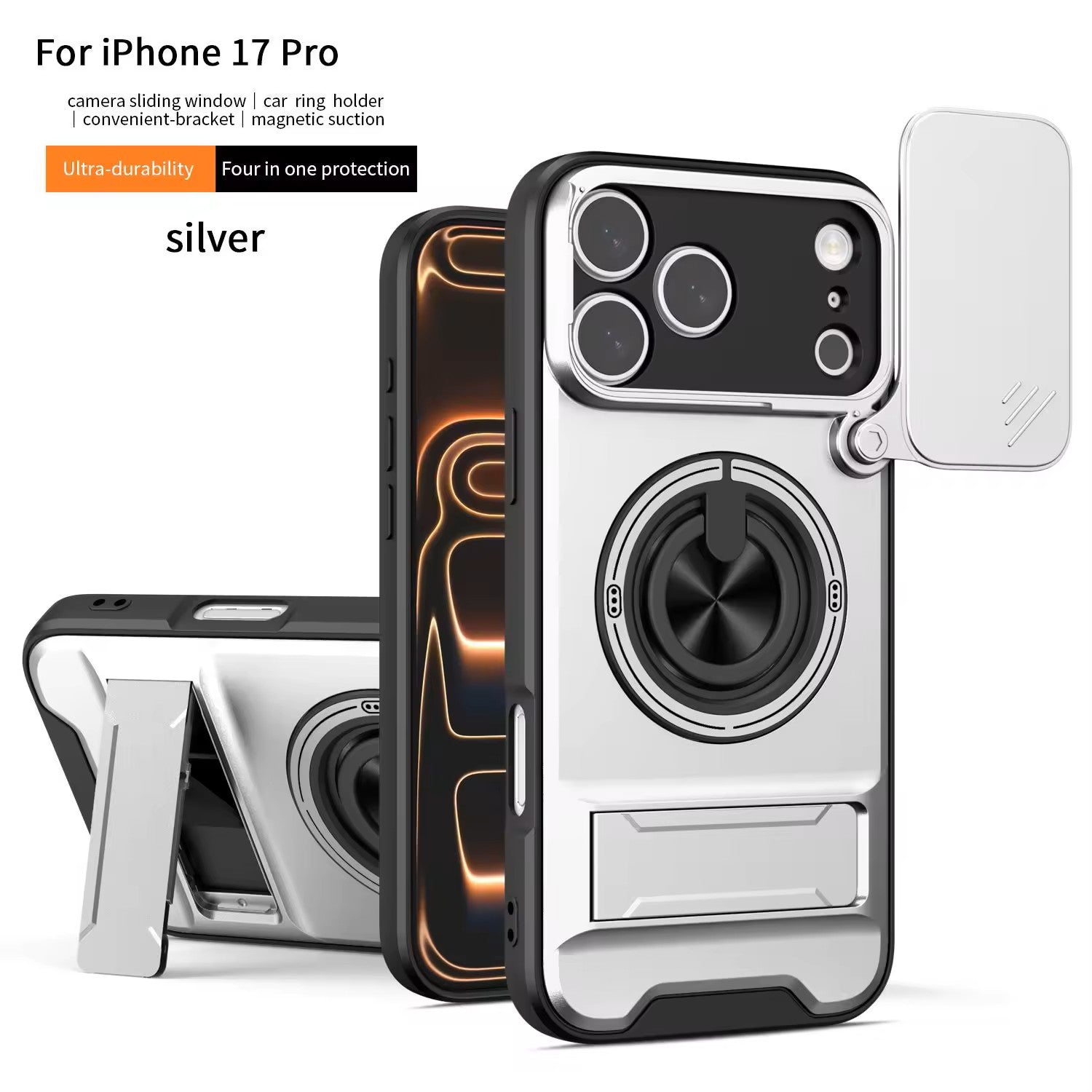 Slide Camera Lens Protection Amor Shockproof Magnetic Phone Case for iPhone