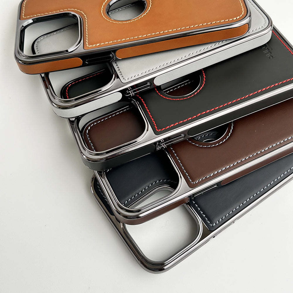 PU Leather Side Chrome Case Cover for iPhone | Premium Stylish Back Cover - ShopOnCliQ