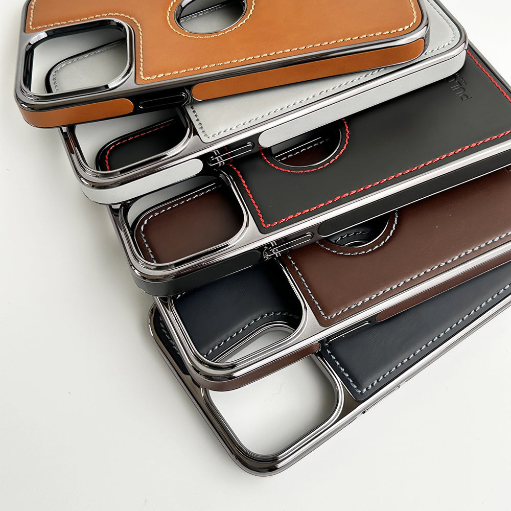 PU Leather Side Chrome Case Cover for iPhone | Premium Stylish Back Cover