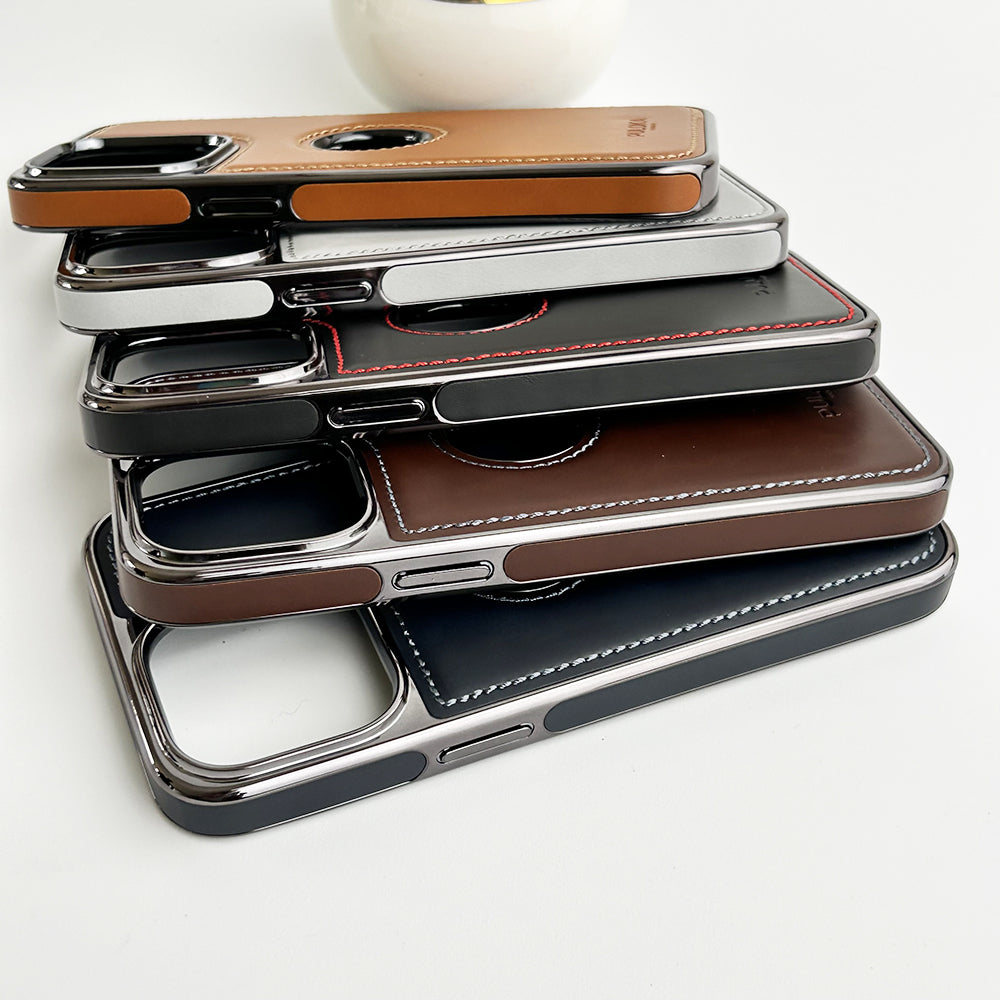 PU Leather Side Chrome Case Cover for iPhone | Premium Stylish Back Cover - ShopOnCliQ