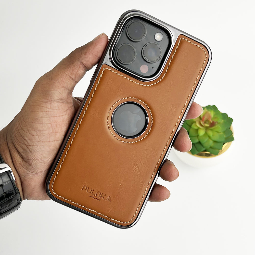 PU Leather Side Chrome Case Cover for iPhone | Premium Stylish Back Cover