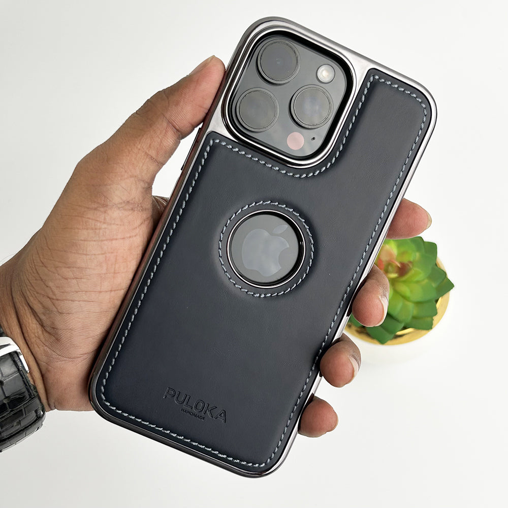 PU Leather Side Chrome Case Cover for iPhone | Premium Stylish Back Cover