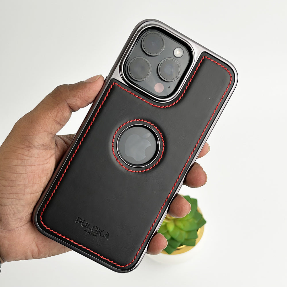 PU Leather Side Chrome Case Cover for iPhone | Premium Stylish Back Cover