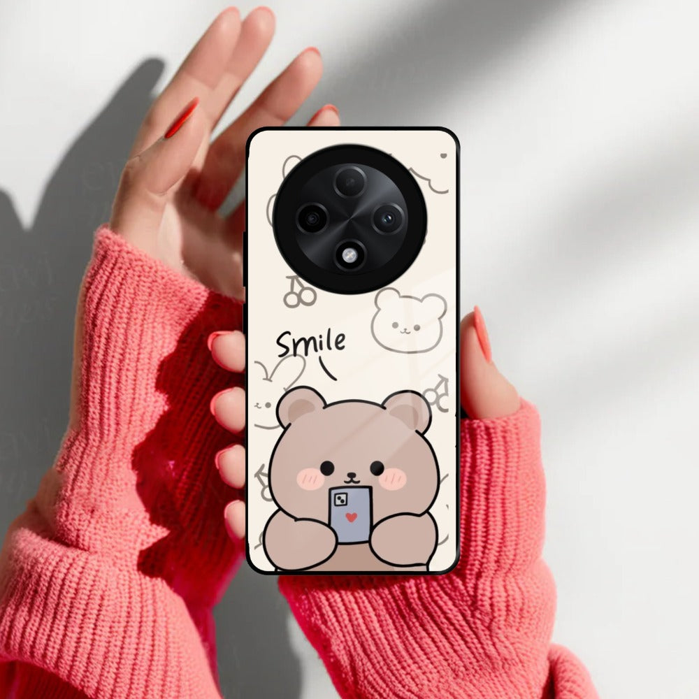 Cute Bear Glossy Metal Case Cover For Oppo