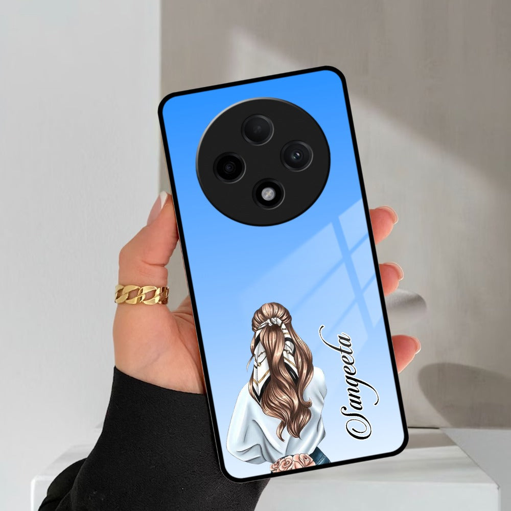 Styles Girl Customize Name Glass Case For Oppo