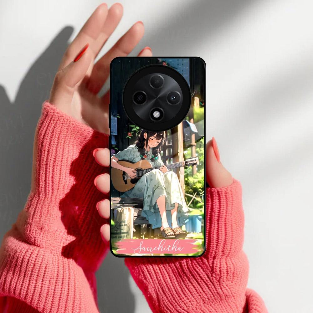 Guitar Girl Glossy Metal Case Cover For Oppo - ShopOnCliQ