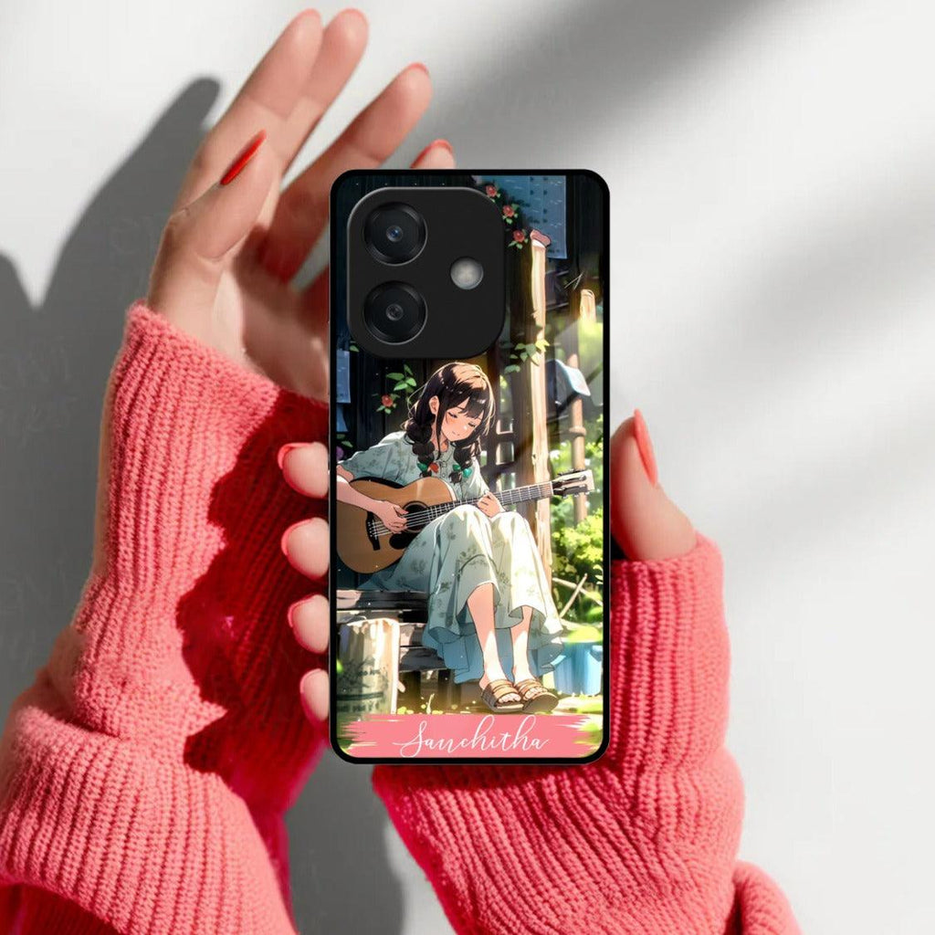 Guitar Girl Glossy Metal Case Cover For Oppo - ShopOnCliQ