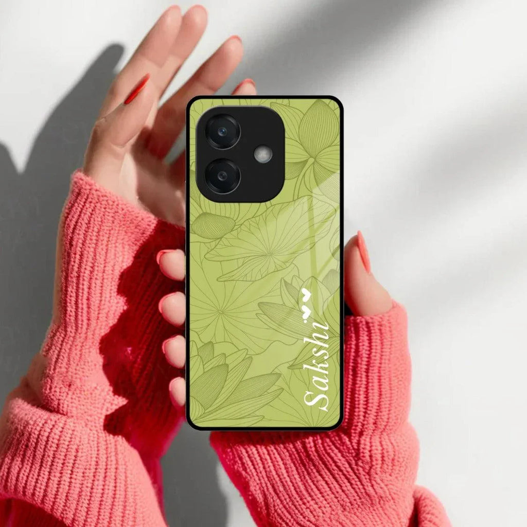 Customized luxury Mint Green leaves Glossy Metal Case Cover For Oppo - ShopOnCliQ