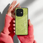 Customized luxury Mint Green leaves Glossy Metal Case Cover For Oppo - ShopOnCliQ
