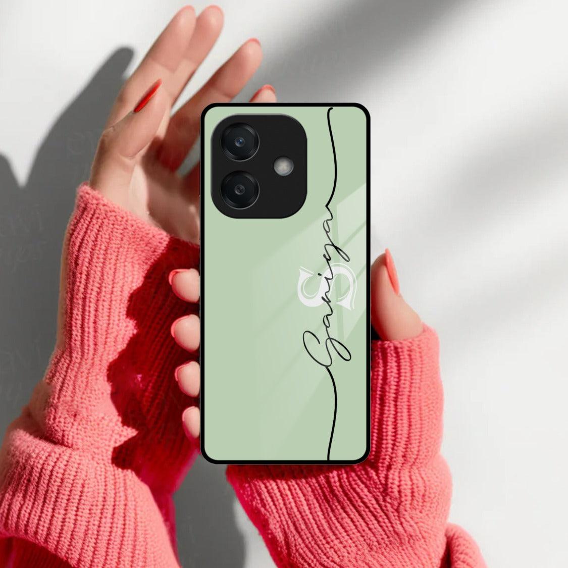 Personalized Initials Mint Green Glossy Metal Case Cover For Oppo - ShopOnCliQ