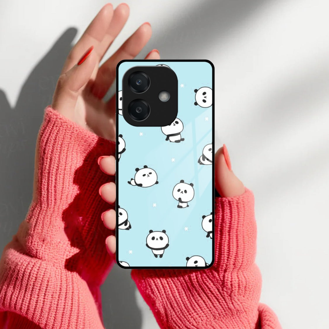 Cute Panda Blue Glossy Metal Case Cover For Oppo - ShopOnCliQ