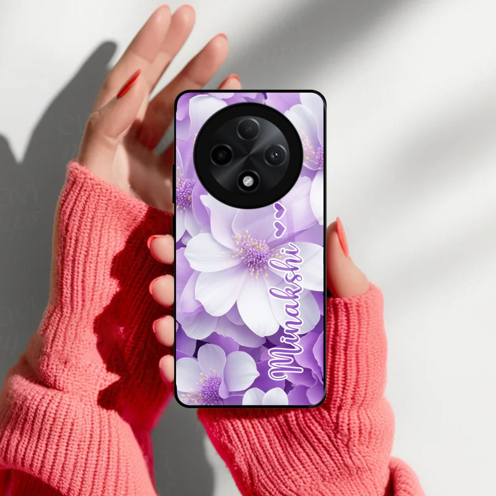 Awesome Purple Floral Glossy Customised Metal Case Cover For Oppo