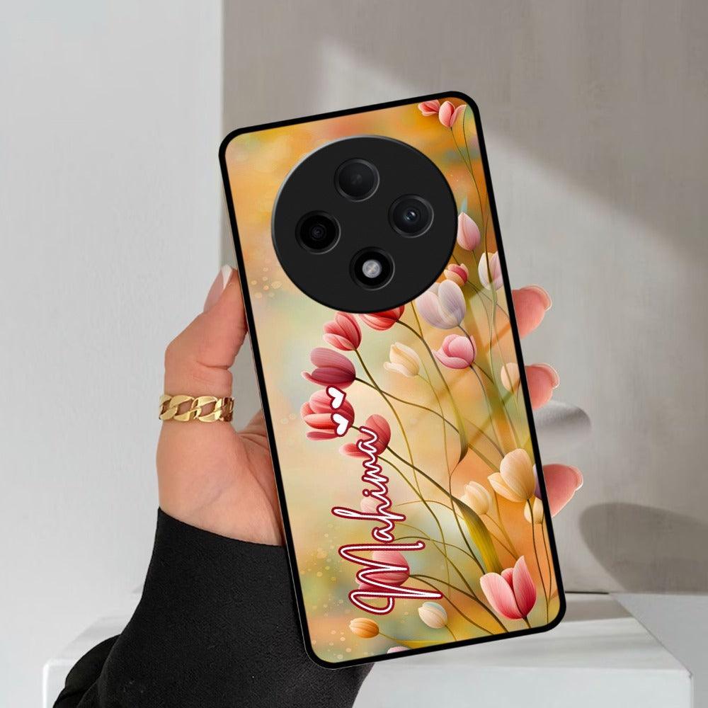 Tulip Floral Glass Case Cover For Oppo