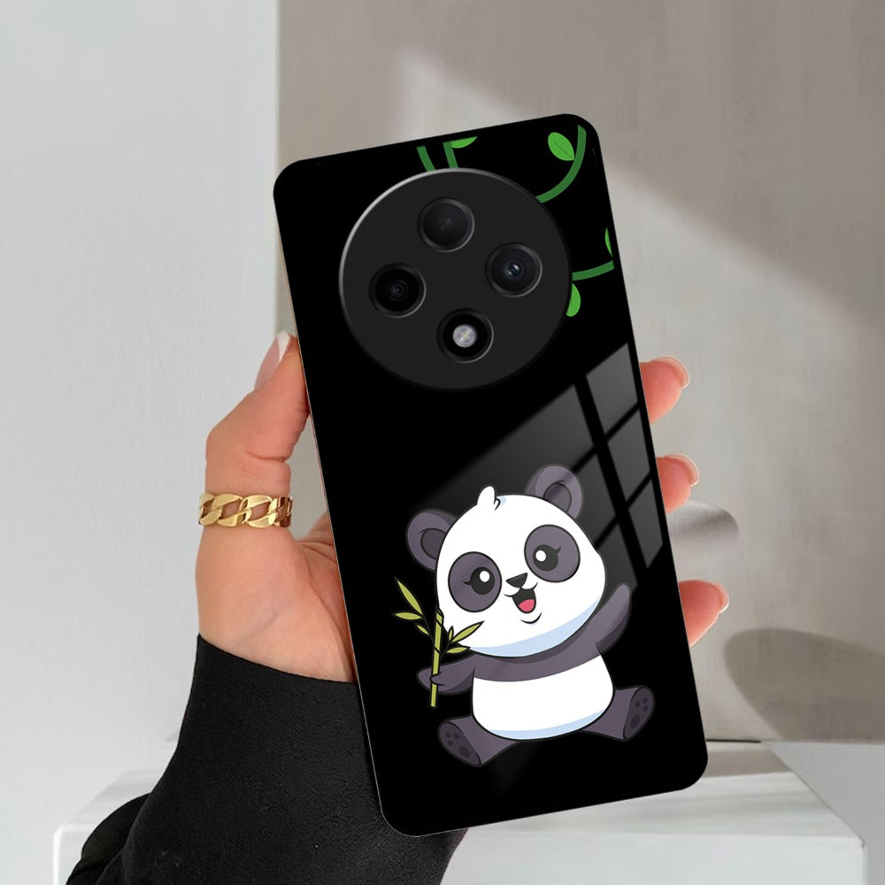 Black Panda Glass Phone Case For Oppo