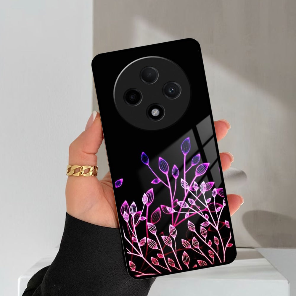 Multicolor Flower Print Glass Case Cover For Oppo