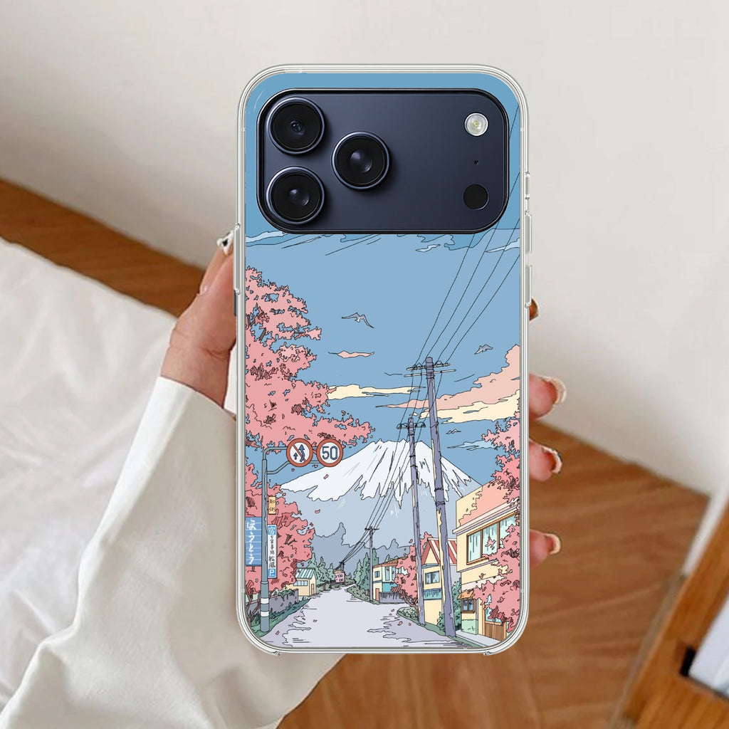 Cherry Blossom Street Transparent Silicon Case