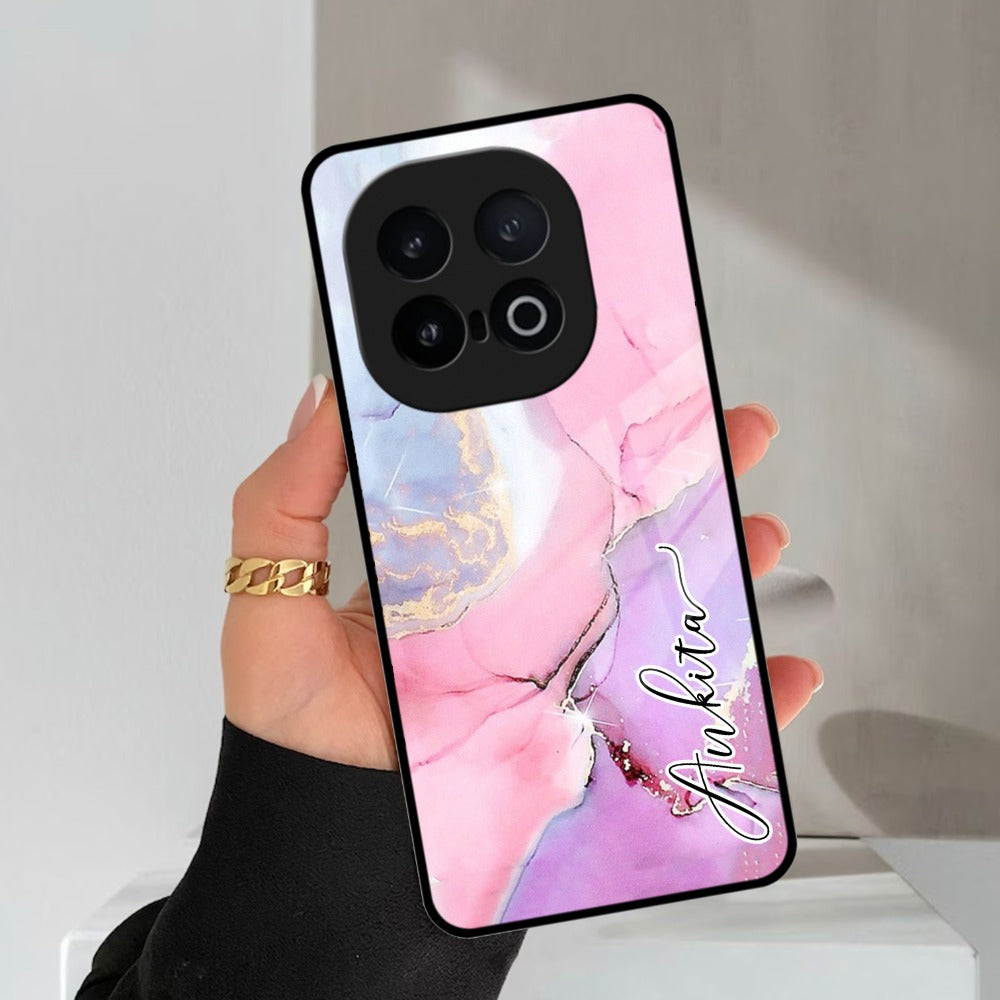 Pink Marble  Glossy Metal Case Cover For Vivo