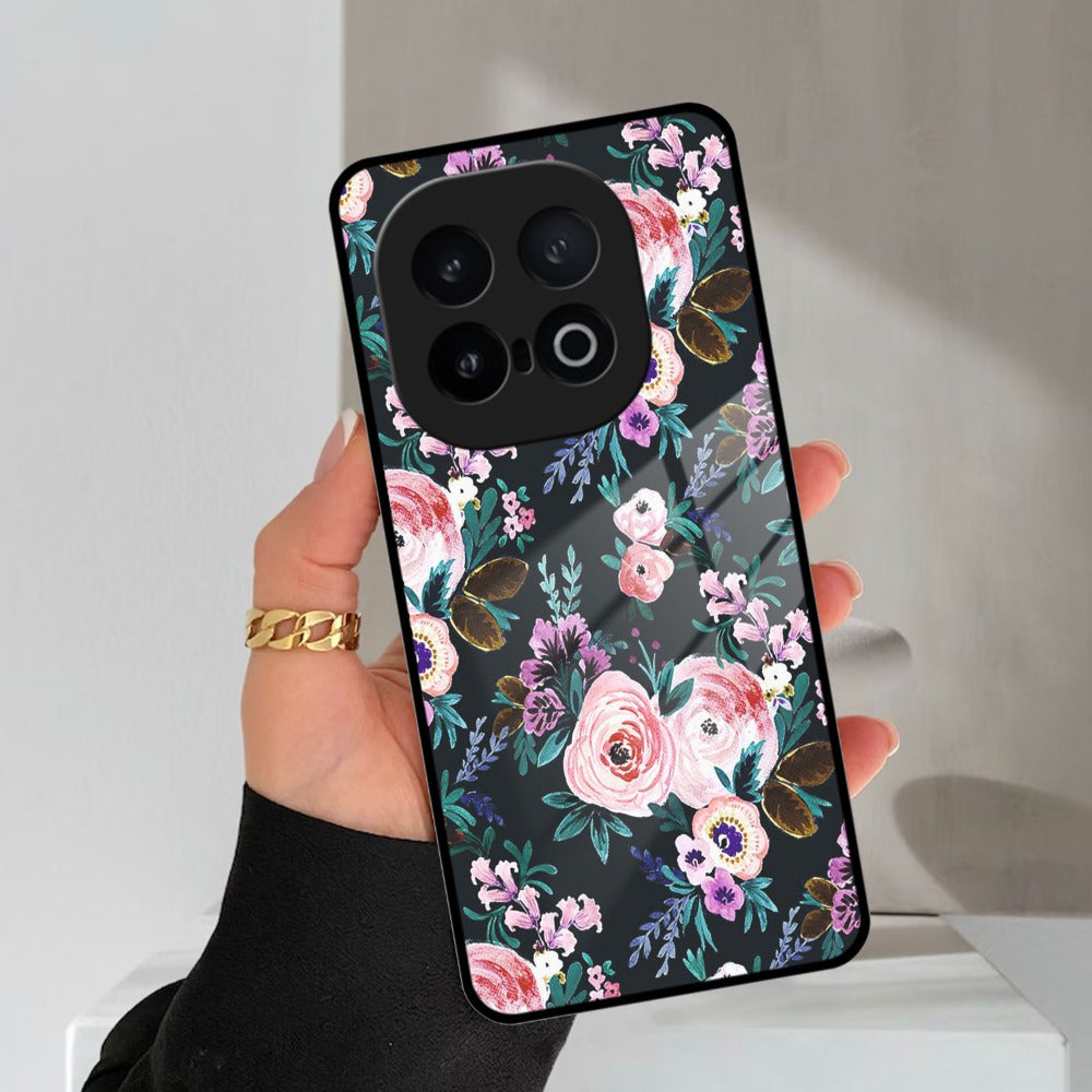 Cute Floral Glossy Metal Case Cover For Vivo