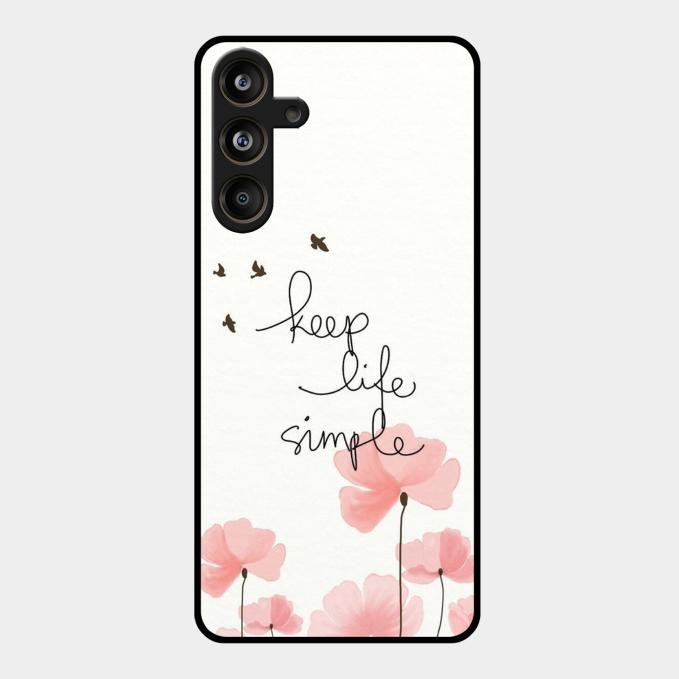 Keep Life Simple Glossy Metal Case Cover For Samsung Galaxy M55 5G