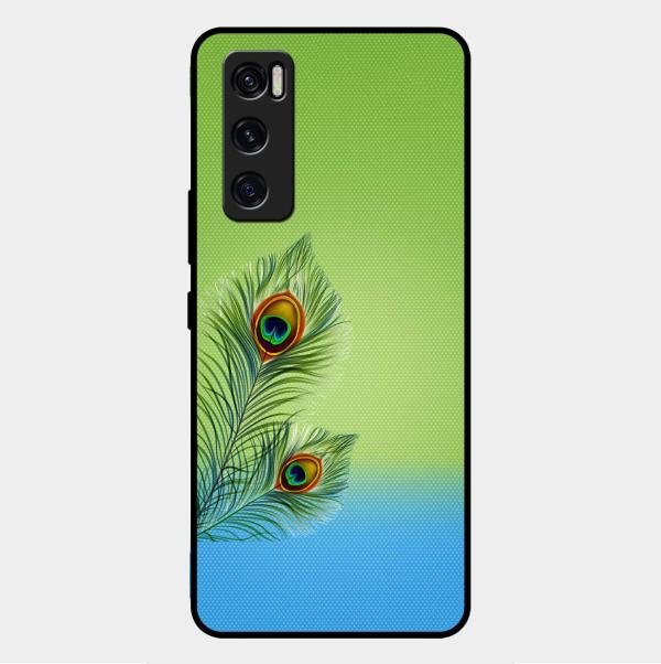 Krishna Mor Pankh Aesthetic Phone Cover For Vivo V20 Se