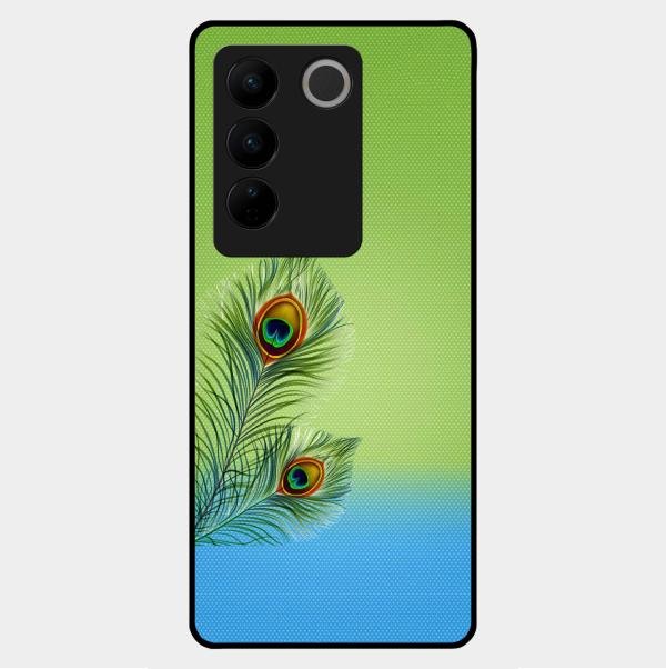 Krishna Mor Pankh Aesthetic Phone Cover For Vivo V27 5G
