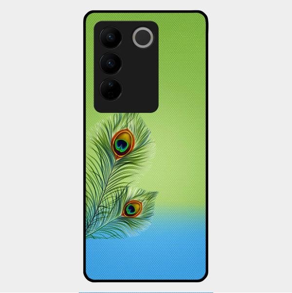 Krishna Mor Pankh Aesthetic Phone Cover For Vivo V27 Pro 5G